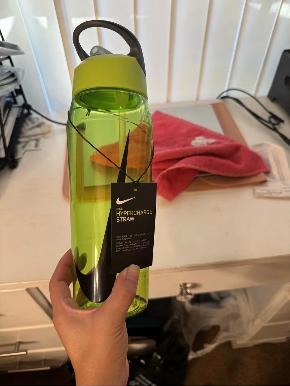 Nike Green and Black Sport Water Bottle with Straw